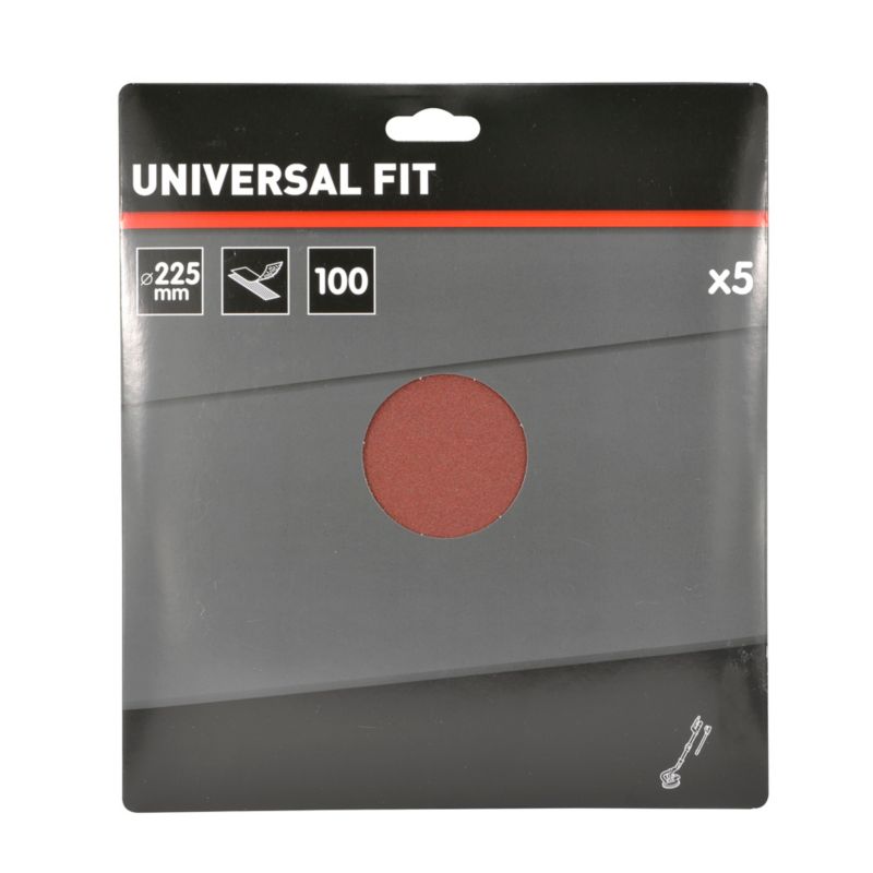 Universal velcro-slipskive 225 mm P100 uden huller, 5 stk.