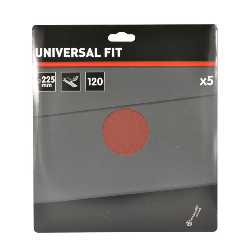 Universal velcro-slipskive 225 mm P120 uden huller, 5 stk.