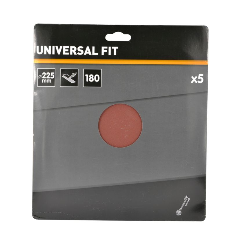 Universal velcro-slipskive 225 mm P180 uden huller, 5 stk.