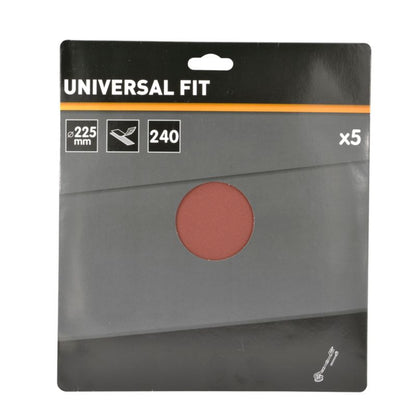 Universal velcro-slipskive 225 mm P240 uden huller, 5 stk.