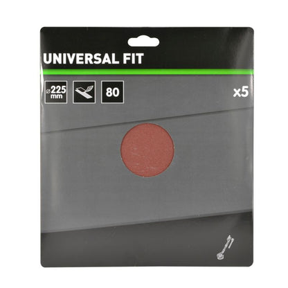 Universal velcro-slipskive 225 mm P80 uden huller, 5 stk.
