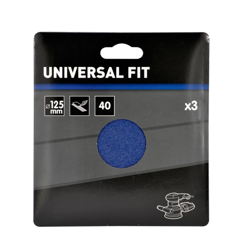 Universal inox velcro-slipskive 125 mm P40, 3 stk.