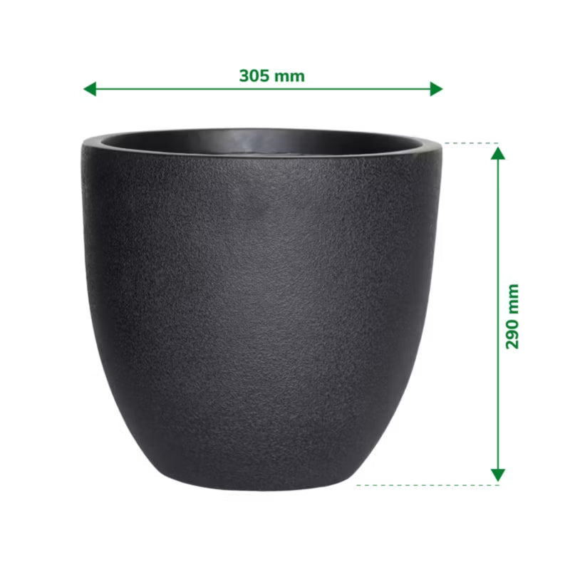 Krukke Ø30,5 cm Sort Stenstruktur