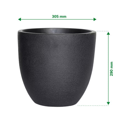 Krukke Ø30,5 cm Sort Stenstruktur