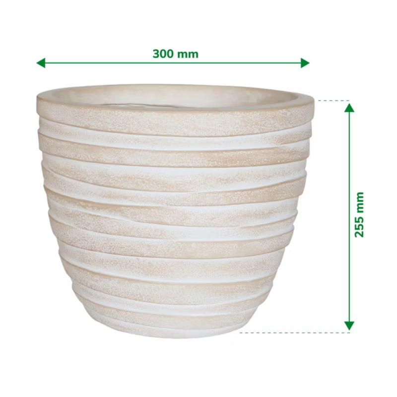 Krukke 30 cm Beige Ler med Bånd