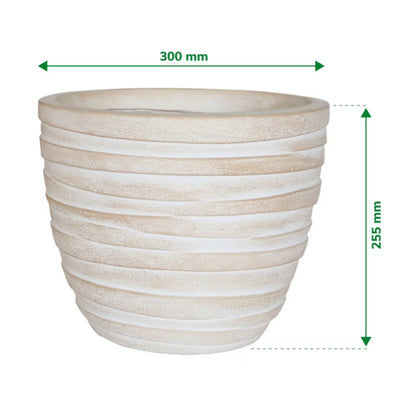 Krukke 30 cm Beige Ler med Bånd