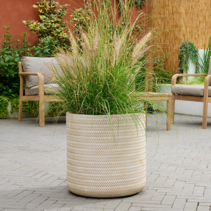 Krukke 43 cm Rattan Look Beige