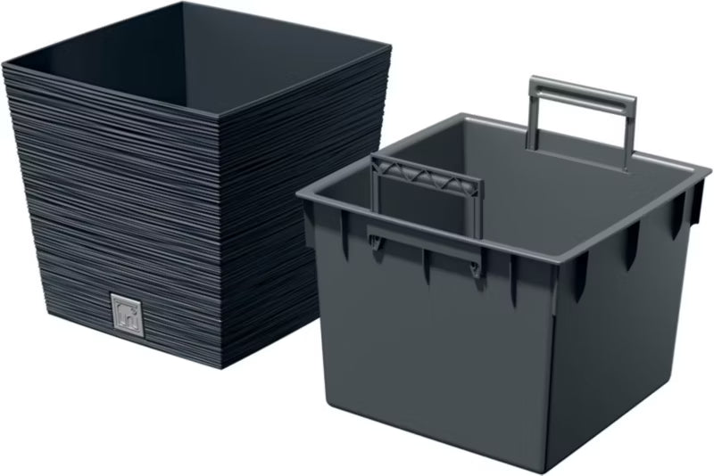 Krukke Furu Kvadratisk Lav 30 cm Antracit