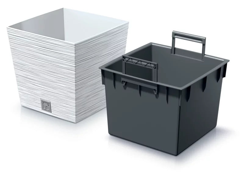 Krukke Furu Lav Kvadratisk 30 cm Hvid