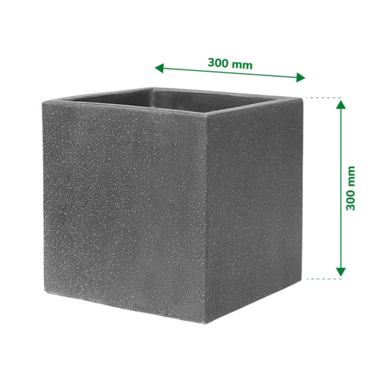 Krukke Kvadratisk 30x30 cm Mørkegrå Cementlook