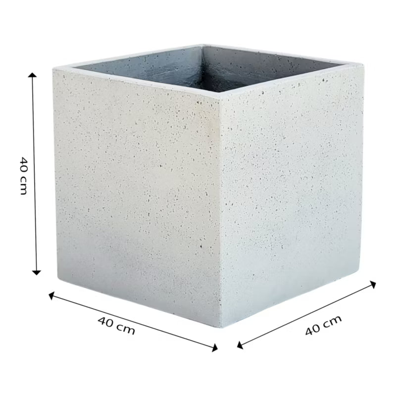 Krukke Kvadratisk 40x40 cm Lysegrå Betoneffekt