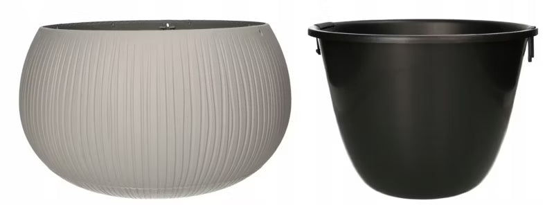 Krukke med Indsats 37x22 cm Betonlook Sort