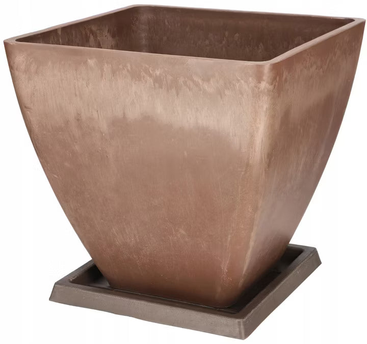 Krukke med Underskål 28 cm Brun Komposit