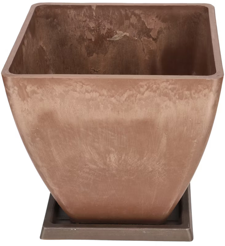 Krukke med Underskål 28 cm Brun Komposit