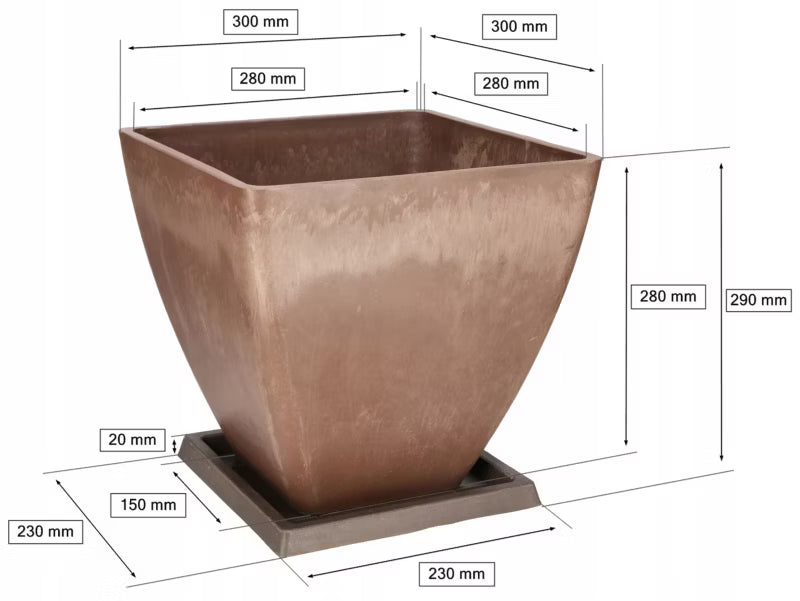 Krukke med Underskål 28 cm Brun Komposit
