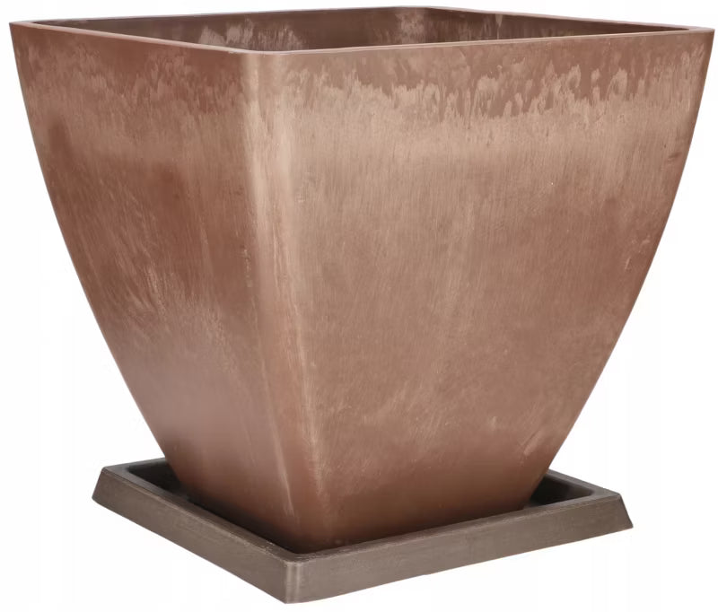 Krukke med Underskål 28 cm Brun Komposit
