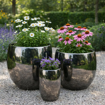 Krukke Mieres L Ø50x45 cm Sort Metallisk
