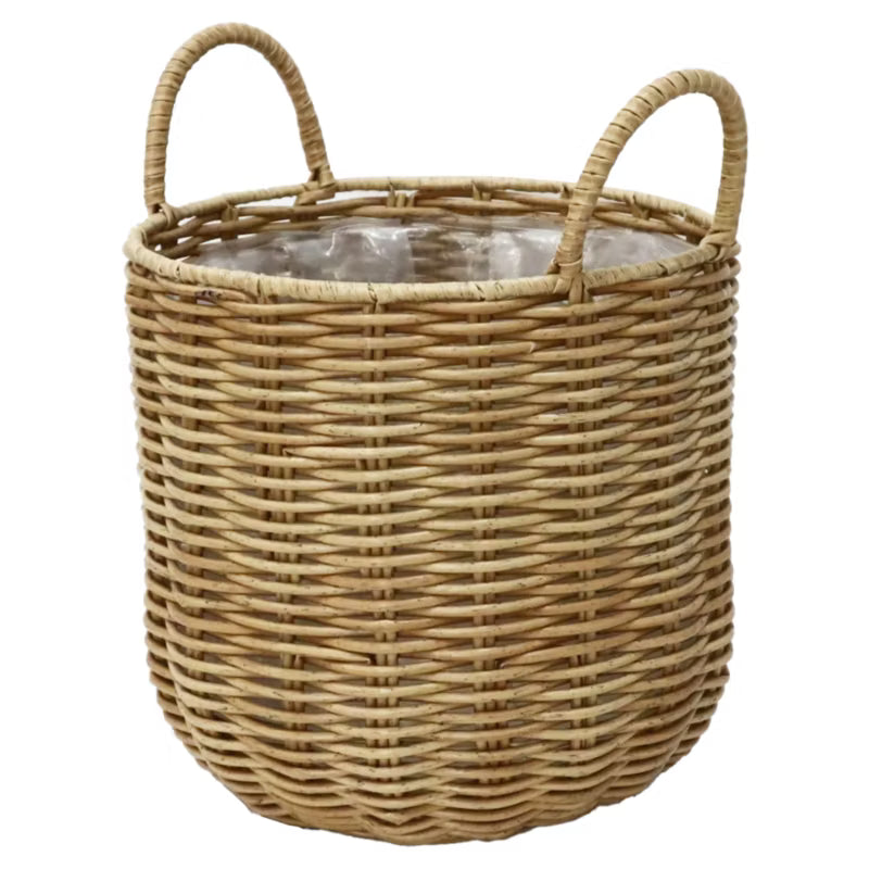 Krukke Rund 30 cm Lysebrun Polyrattan