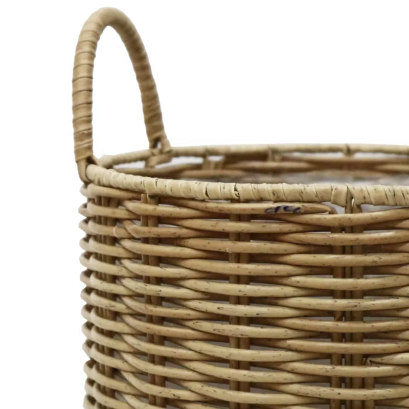 Krukke Rund 30 cm Lysebrun Polyrattan