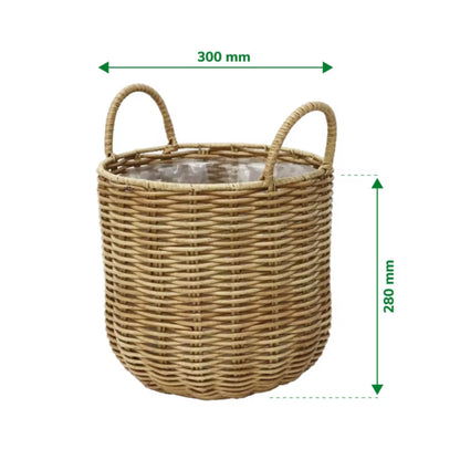 Krukke Rund 30 cm Lysebrun Polyrattan