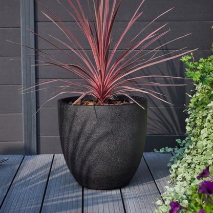 Krukke Rund 37 cm Sort Steneffekt