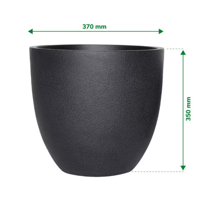 Krukke Rund 37 cm Sort Steneffekt