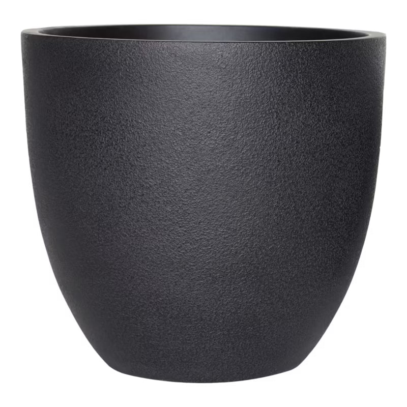 Krukke Rund 37 cm Sort Steneffekt