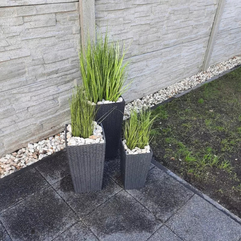 Krukkesæt Rattan 3 Stk. 37,5-50 cm Antracit