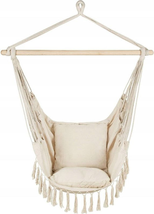 Corciano brasiliansk hængestol med pude, beige, 1 stk.