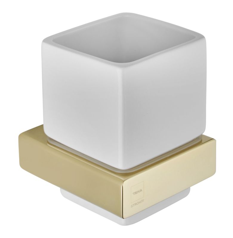 Væghængt Tandbørstekrus Formentera 8x8x10 cm Hvid/Guld