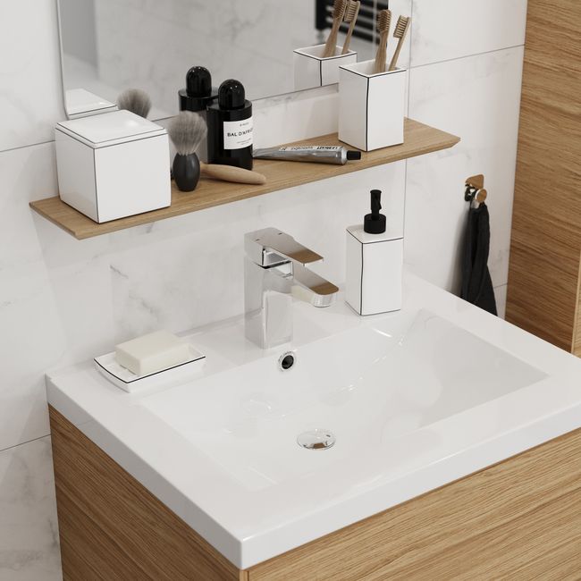 Badeværelseskrus Keramik 6,7x11 cm Hvid/Sort