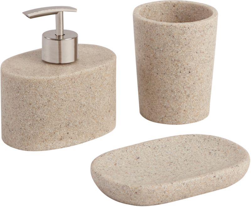 Badeværelseskop Sandstenseffekt Beige 8x8x10,2 cm