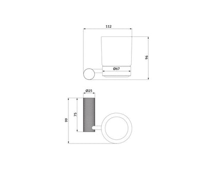 Tandbørsteholder Væghængt med Riflet Holder 11,2x9,9x9,5 cm Krom