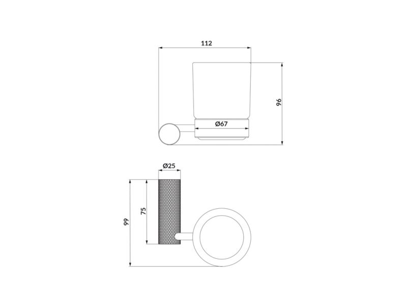 Kruset Tandbørsteholder Vægmonteret Sort 6,8 cm