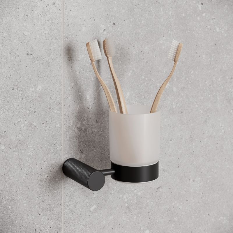 Kruset Tandbørsteholder Vægmonteret Sort 6,8 cm