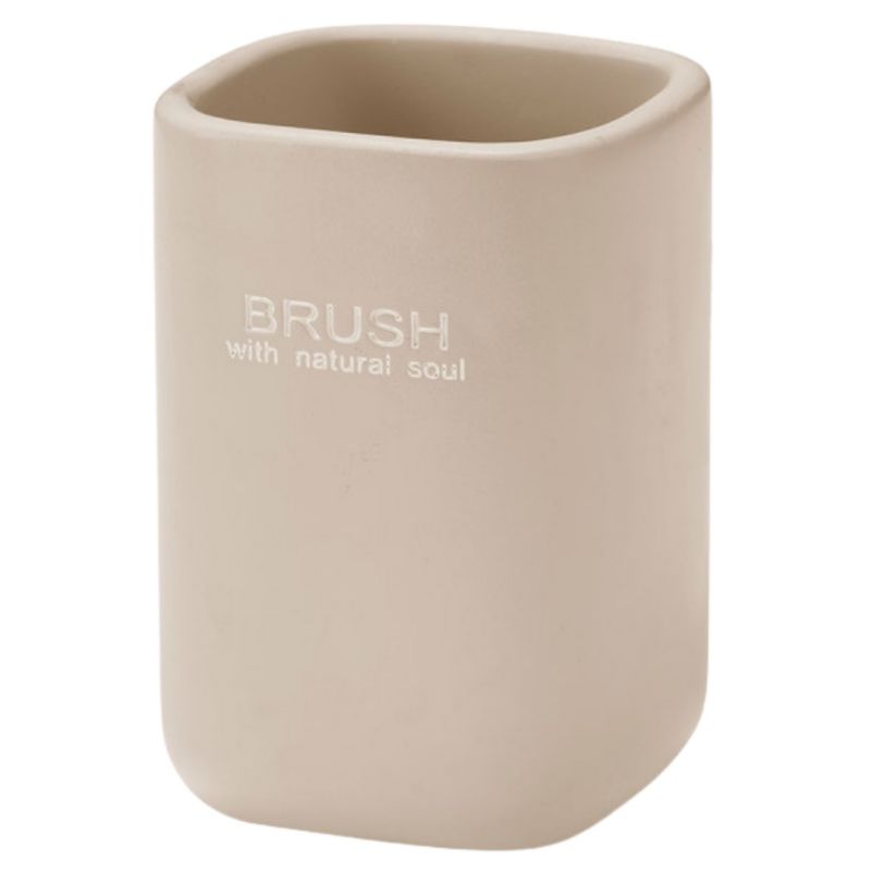 Tandbørsteholder Beige Plastik 7,4x7,4x11 cm