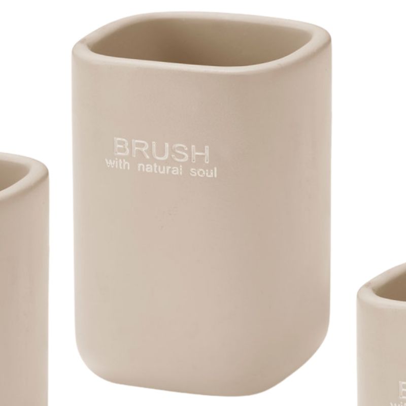 Tandbørsteholder Beige Plastik 7,4x7,4x11 cm