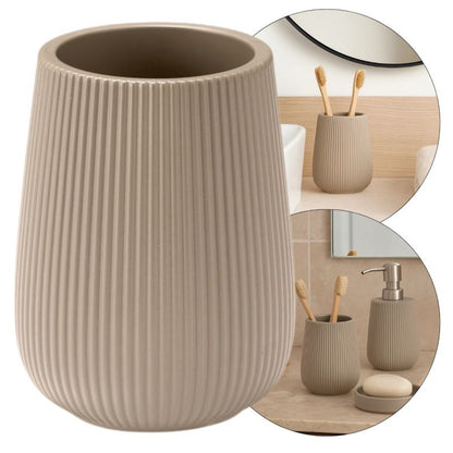 Tandbørsteholder Riflet 8x8x11 cm Beige
