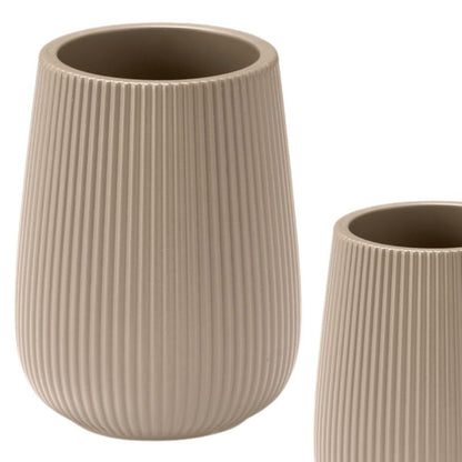 Tandbørsteholder Riflet 8x8x11 cm Beige