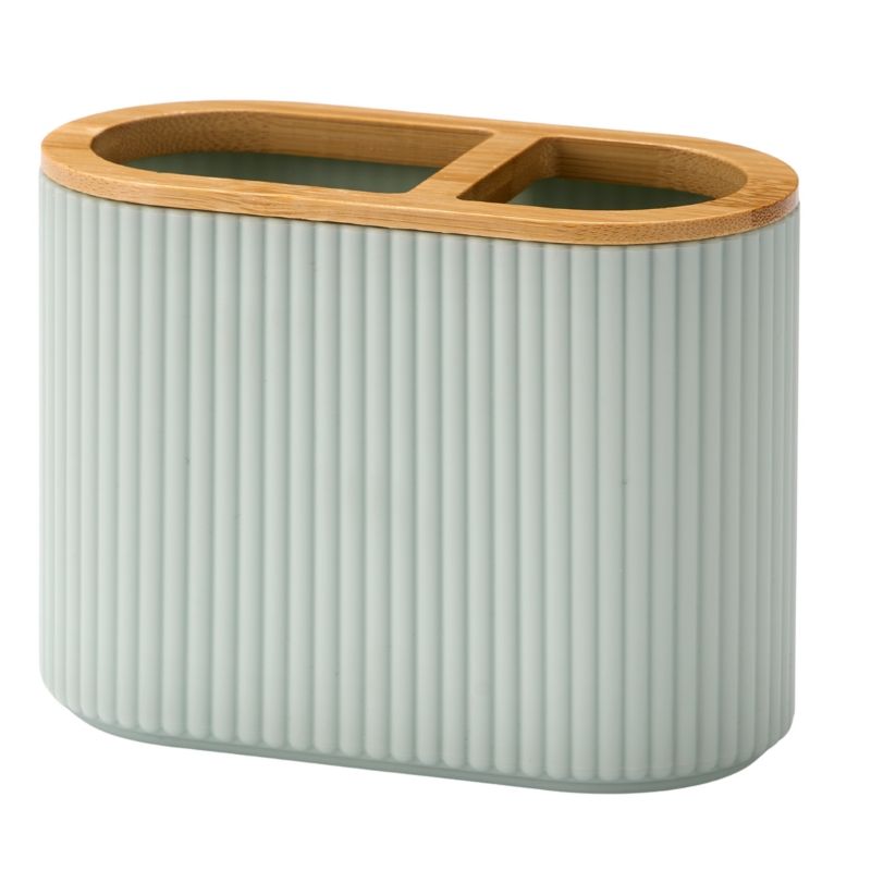 Tandbørsteholder Mintgrøn Riflet 2 Rum 6,6x13x10,2 cm