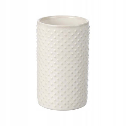 Keramisk Tandbørsteholder Hvid med Geometrisk Mønster 6,4x6,4x11 cm