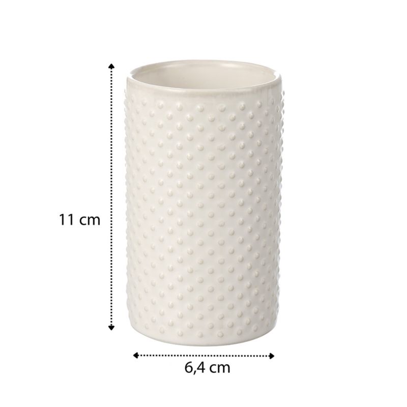 Keramisk Tandbørsteholder Hvid med Geometrisk Mønster 6,4x6,4x11 cm