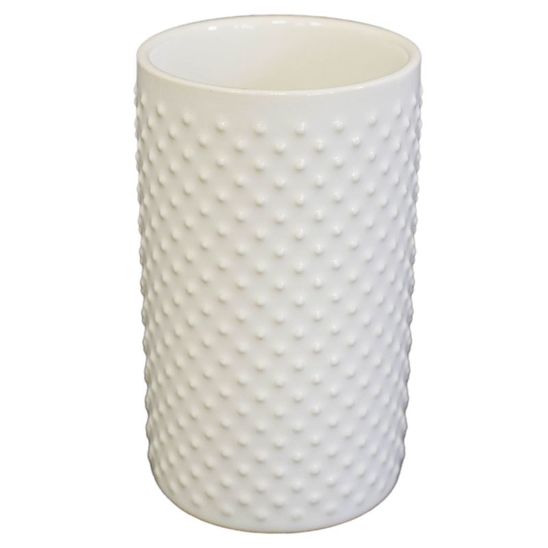Keramisk Tandbørsteholder Hvid med Geometrisk Mønster 6,4x6,4x11 cm