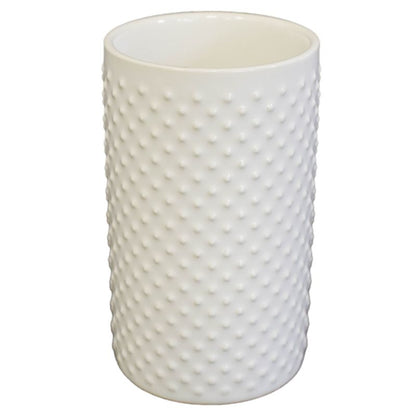 Keramisk Tandbørsteholder Hvid med Geometrisk Mønster 6,4x6,4x11 cm