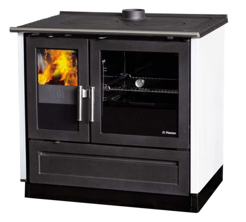 Brændekomfur 910 GLAS 9 kW Hvid