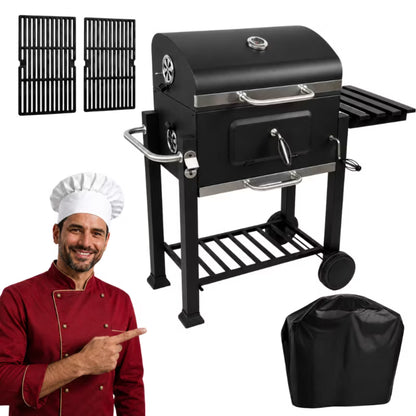 Kuglegrill Angular 113,5x50 cm Sort med Støbejernsrist