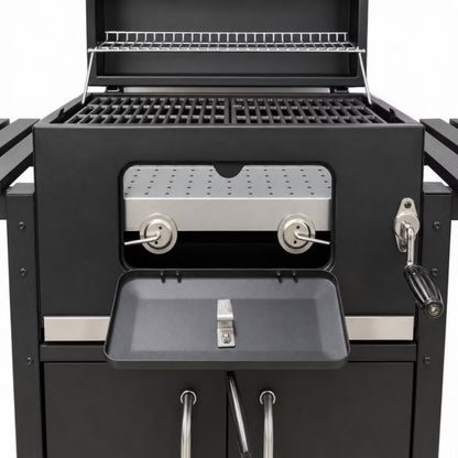 Kuglegrill Angular 138,5x50 cm Sort med Støbejernsrist