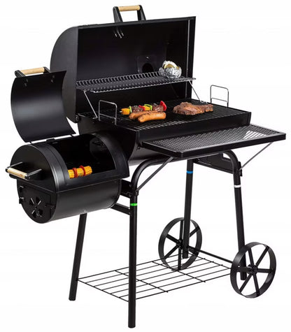 Kuglegrill Dakota 122x66 cm med Røgeovn Sort