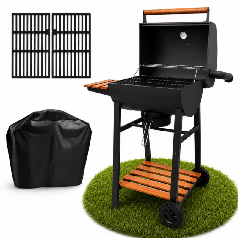 Kuglegrill DE-WD03-K COVER 82x51x117 cm Sort med Støbejernsrist