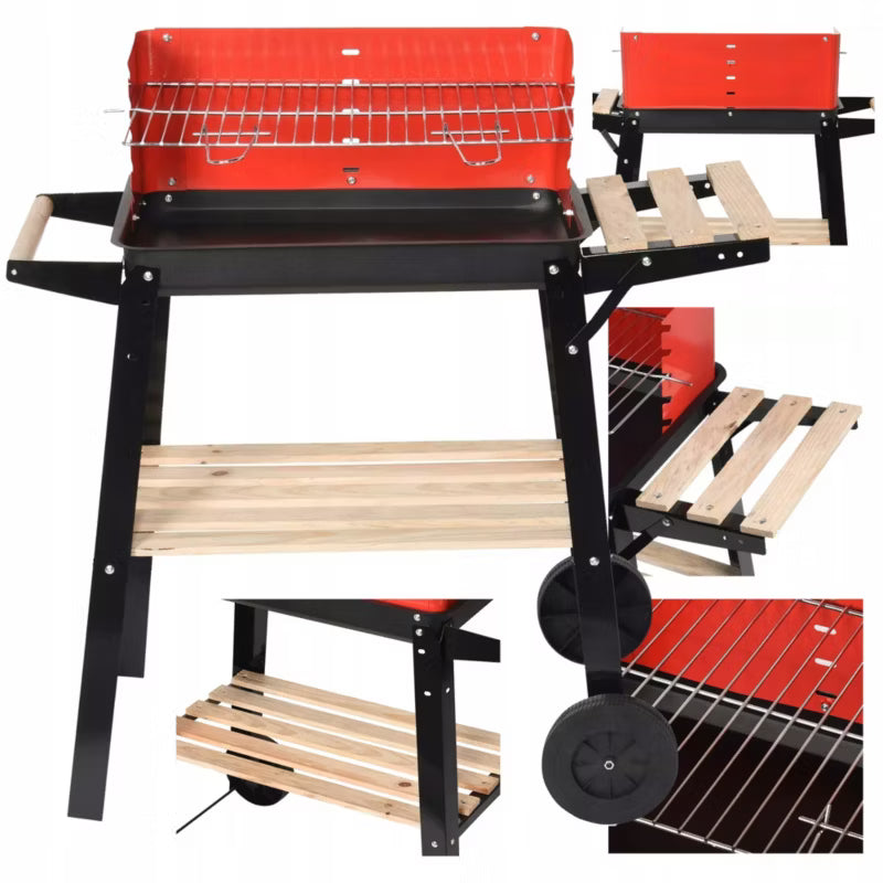 Kuglegrill GW-RHP 82,5x33 cm med Træhylde Sort